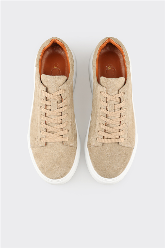 Bej Deri Erkek Günlük Ayakkabı