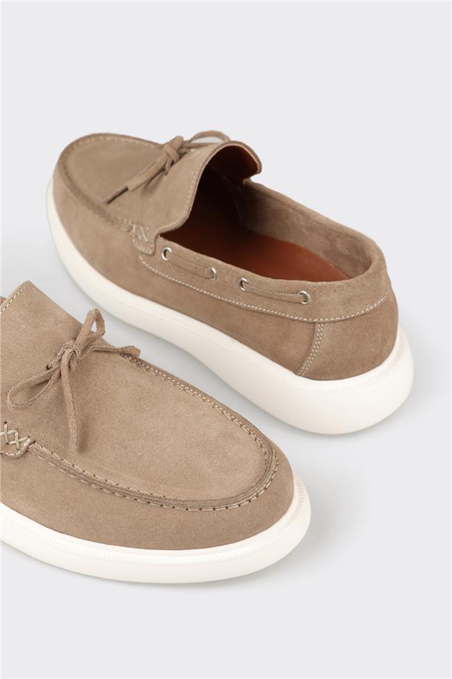 Bej Deri Erkek Günlük Ayakkabı