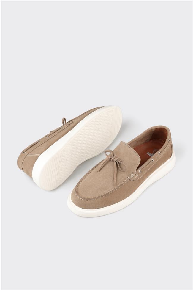 Bej Deri Erkek Günlük Ayakkabı