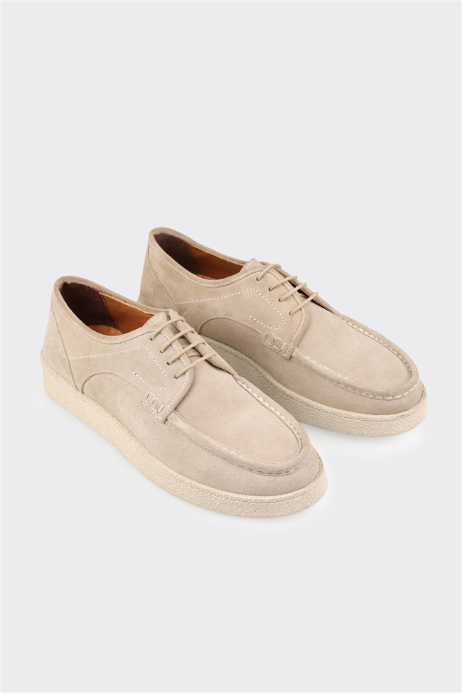 Bej Deri Erkek Günlük Ayakkabı