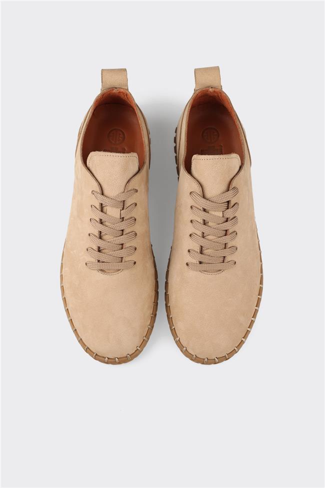 Bej Deri Erkek Günlük Ayakkabı