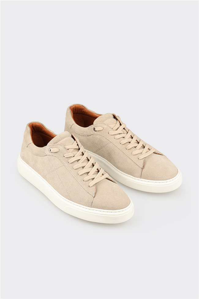 Bej Deri Erkek Günlük Ayakkabı