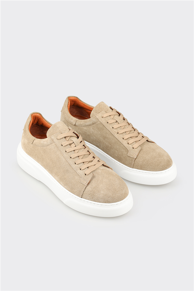 Bej Deri Erkek Günlük Ayakkabı