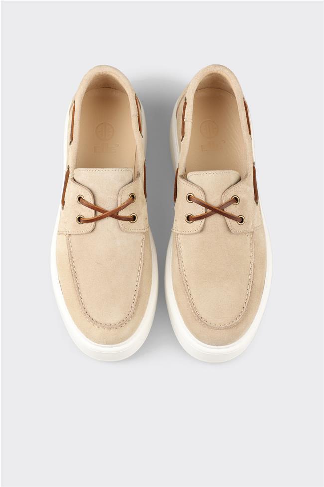 Bej Deri Erkek Günlük Ayakkabı