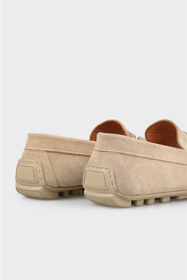 Bej Deri Erkek Günlük Ayakkabı