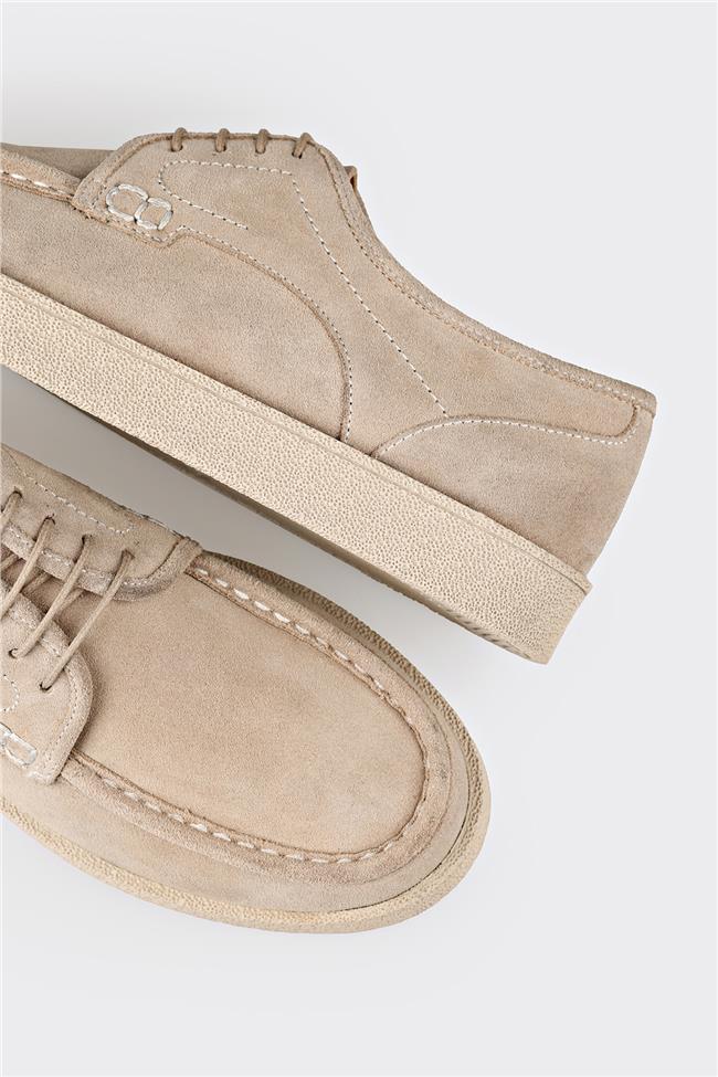 Bej Deri Erkek Günlük Ayakkabı