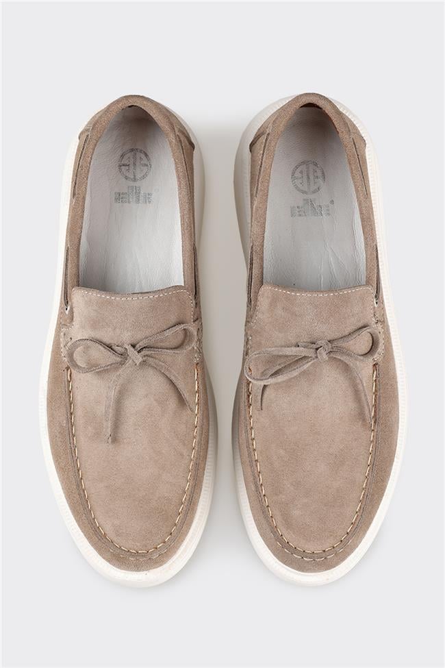 Bej Deri Erkek Günlük Ayakkabı