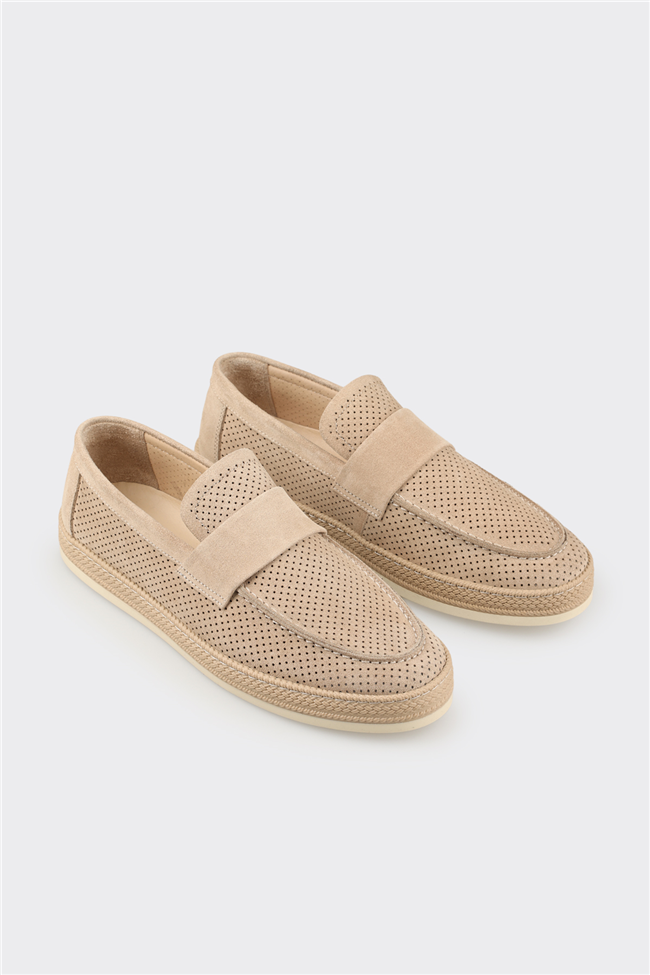 Bej Deri Erkek Günlük Ayakkabı