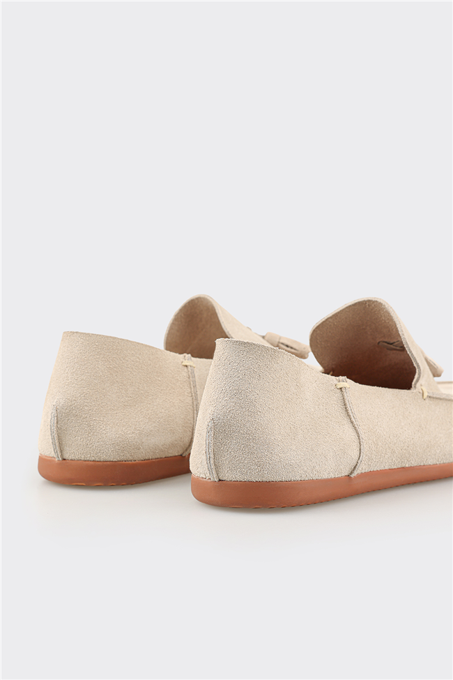 Bej Deri Erkek Günlük Ayakkabı