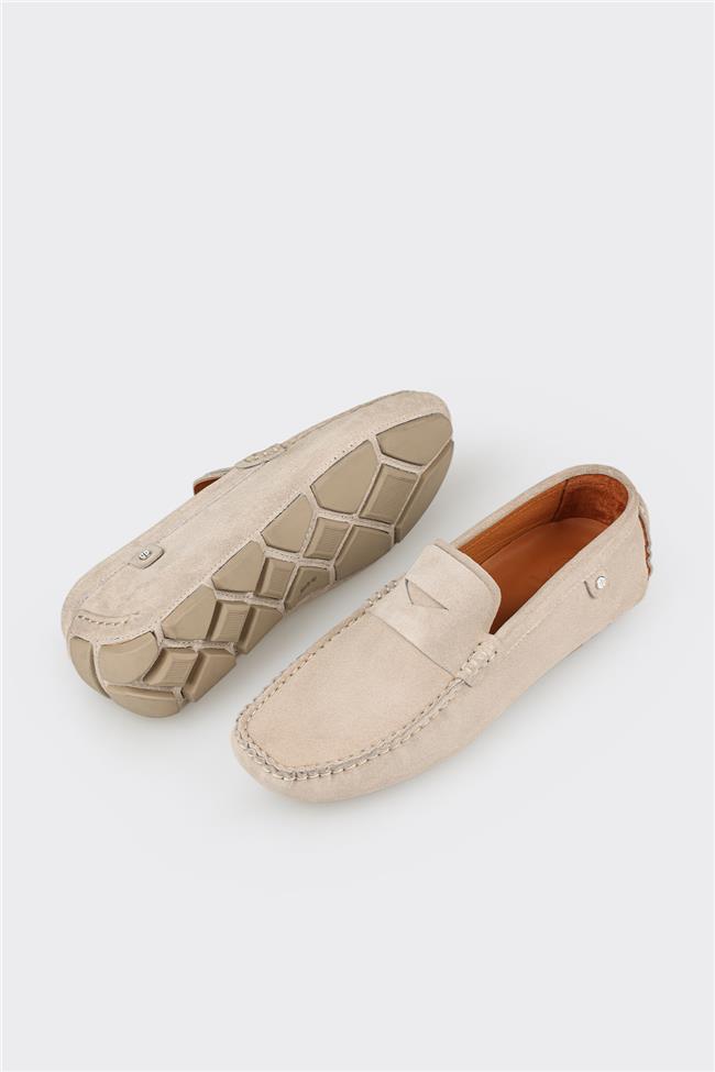 Bej Deri Erkek Günlük Ayakkabı