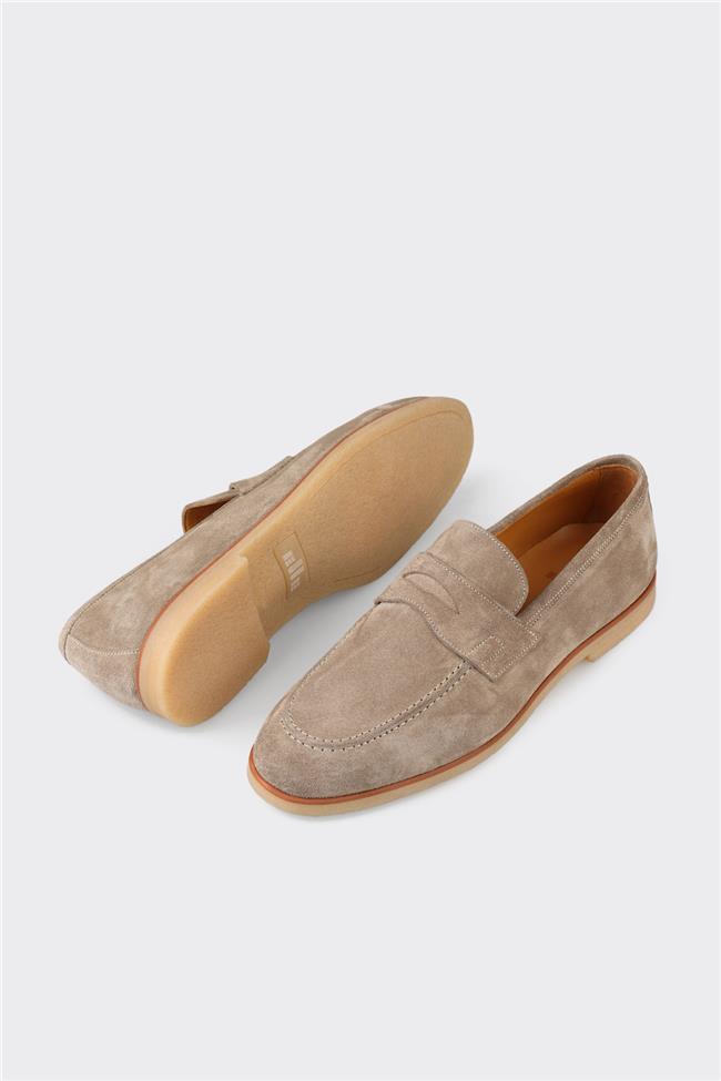 Bej Deri Erkek Günlük Ayakkabı