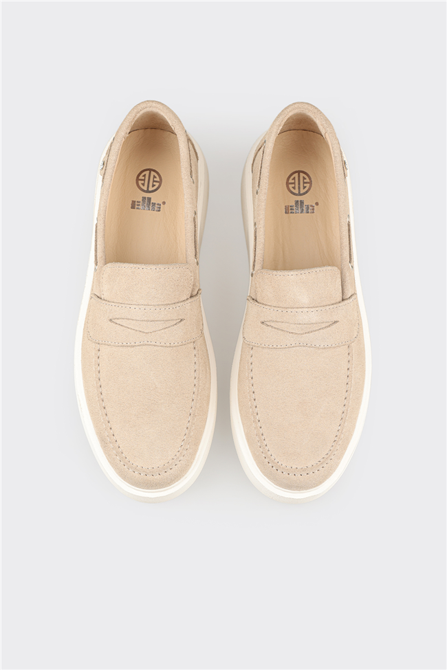 Bej Deri Erkek Günlük Loafer