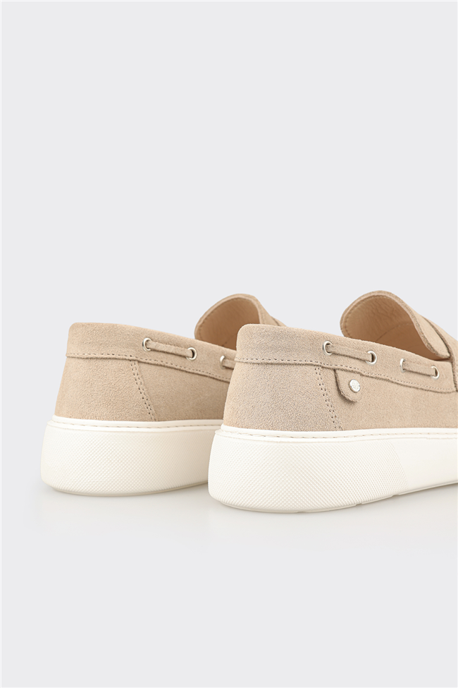 Bej Deri Erkek Günlük Loafer