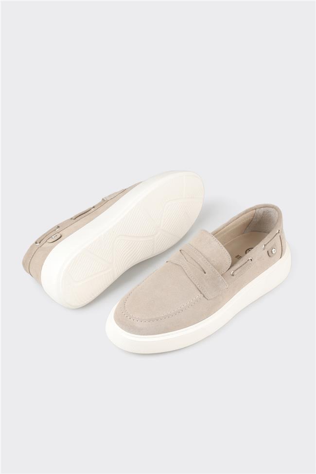 Bej Deri Erkek Günlük Loafer