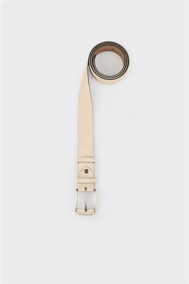 Bej Deri Erkek Kemer