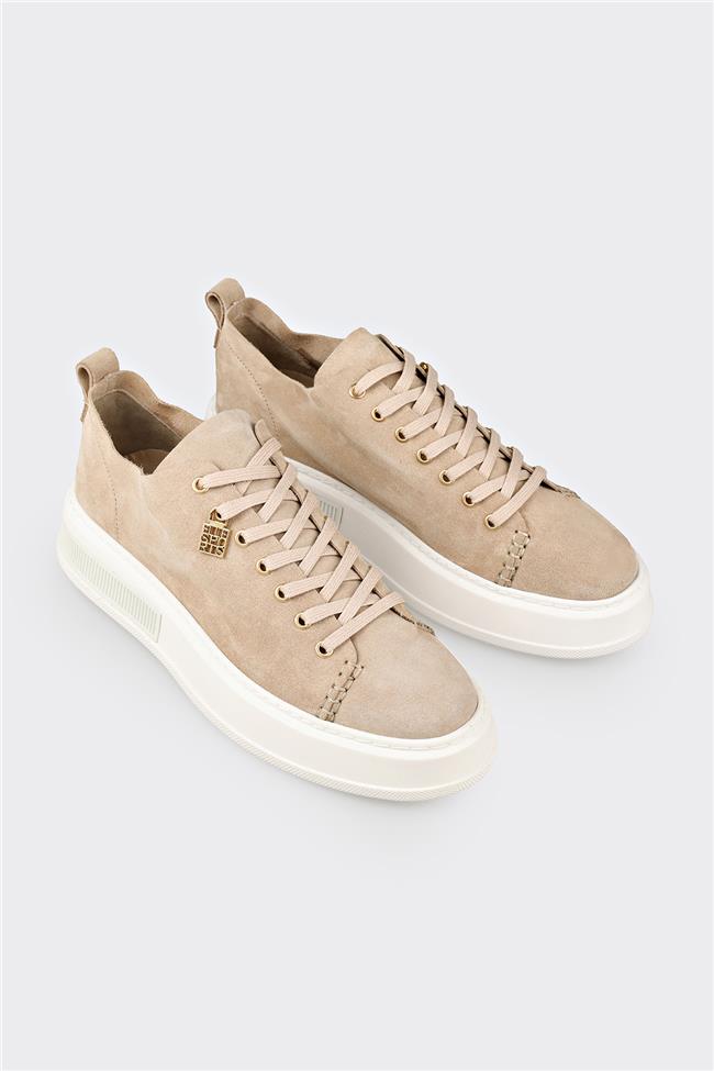 Bej Deri Erkek Spor Ayakkabı