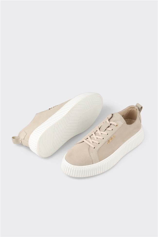 Bej Deri Erkek Spor Ayakkabı