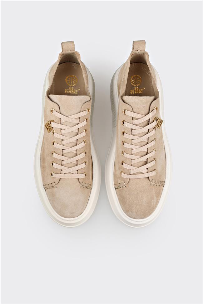 Bej Deri Erkek Spor Ayakkabı