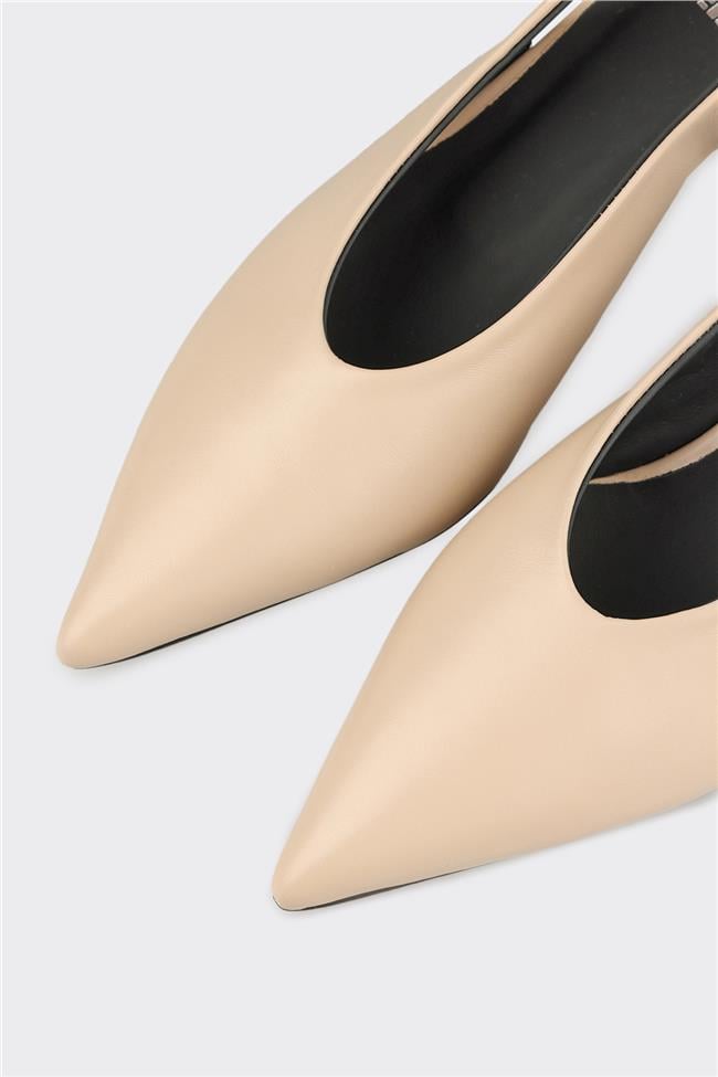 Bej Deri Kadın Ayakkabı