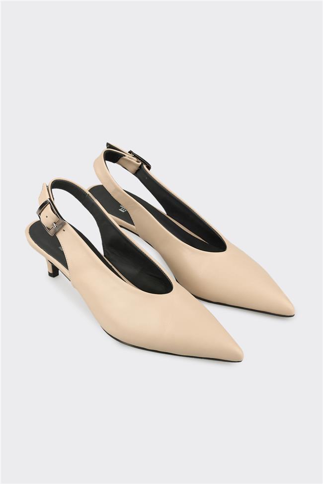 Bej Deri Kadın Ayakkabı