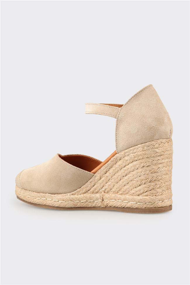 Bej Deri Kadın Espadril