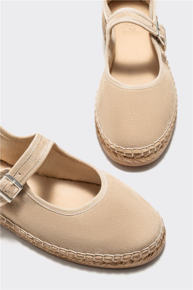 Bej Deri Kadın Espadril