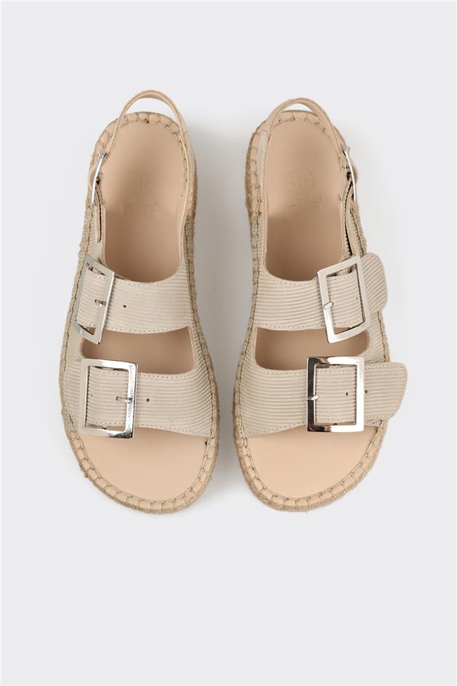 Bej Deri Kadın Espadril