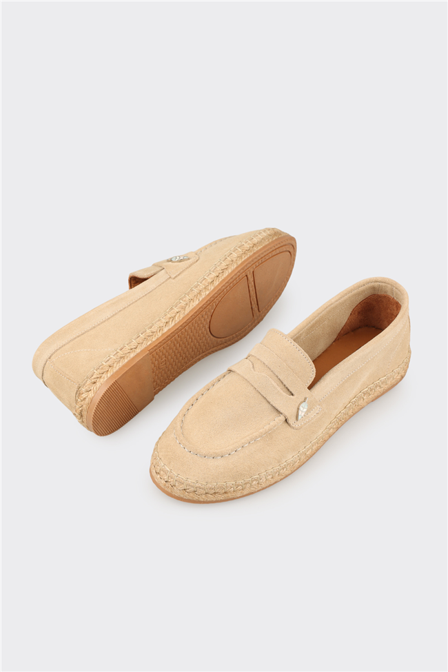 Bej Deri Kadın Espadril