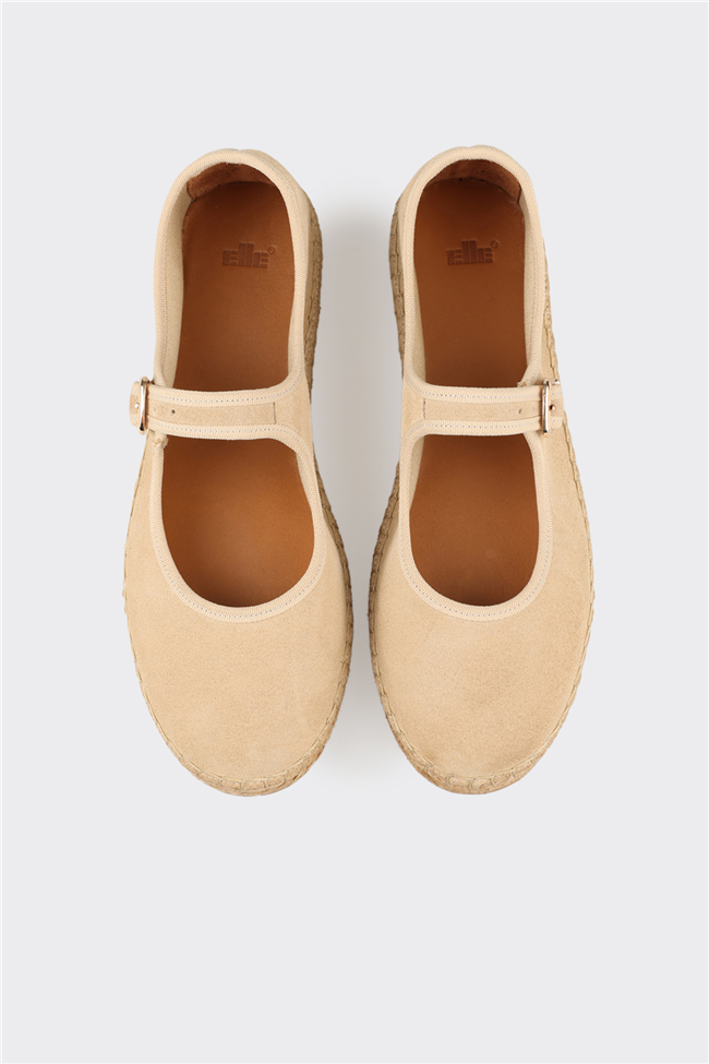 Bej Deri Kadın Espadril