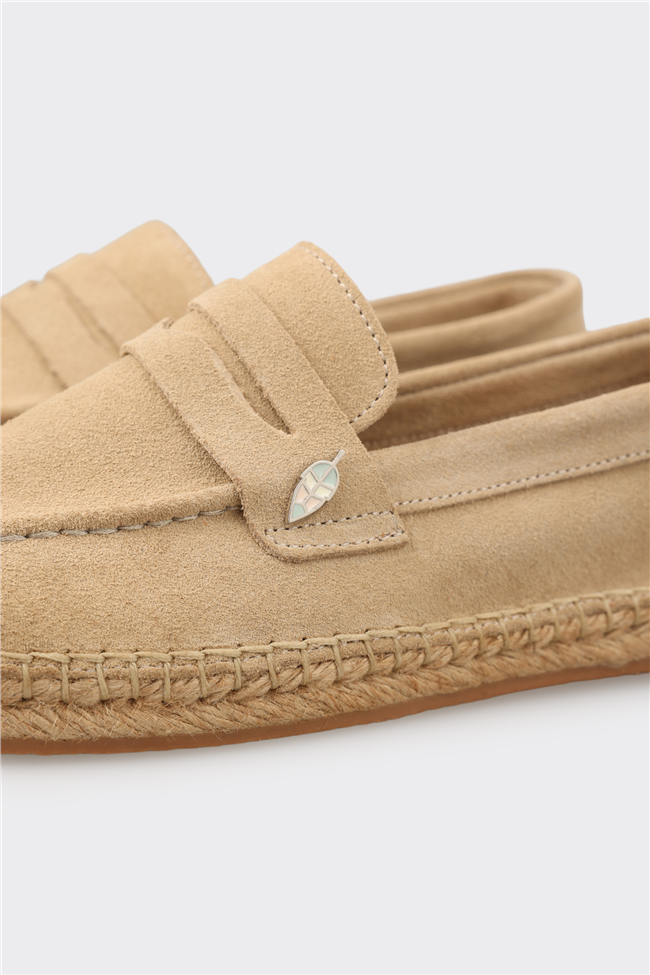 Bej Deri Kadın Espadril