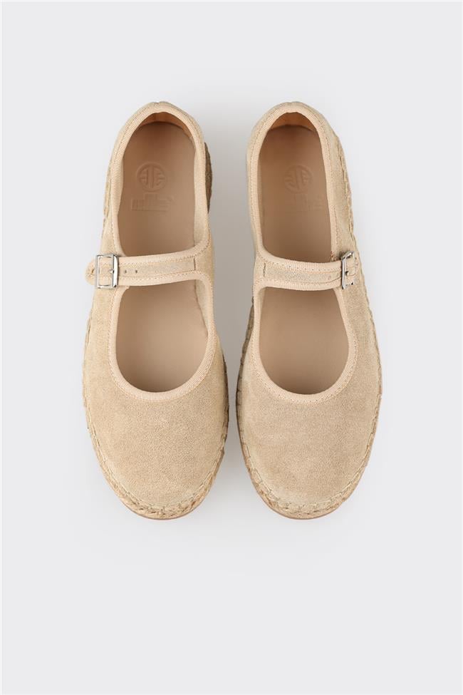 Bej Deri Kadın Espadril