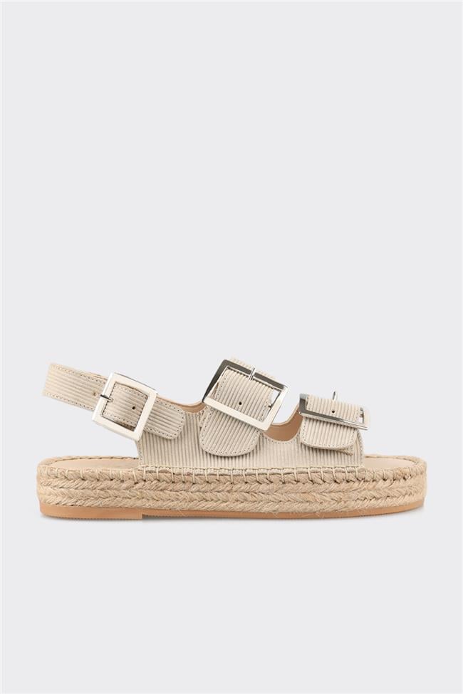 Bej Deri Kadın Espadril