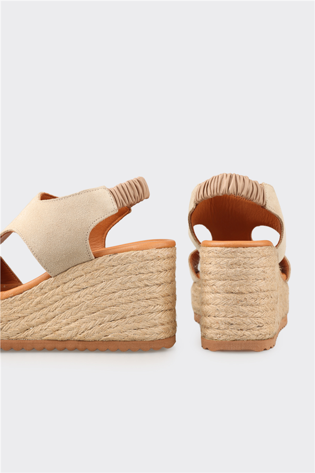 Bej Deri Kadın Espadril