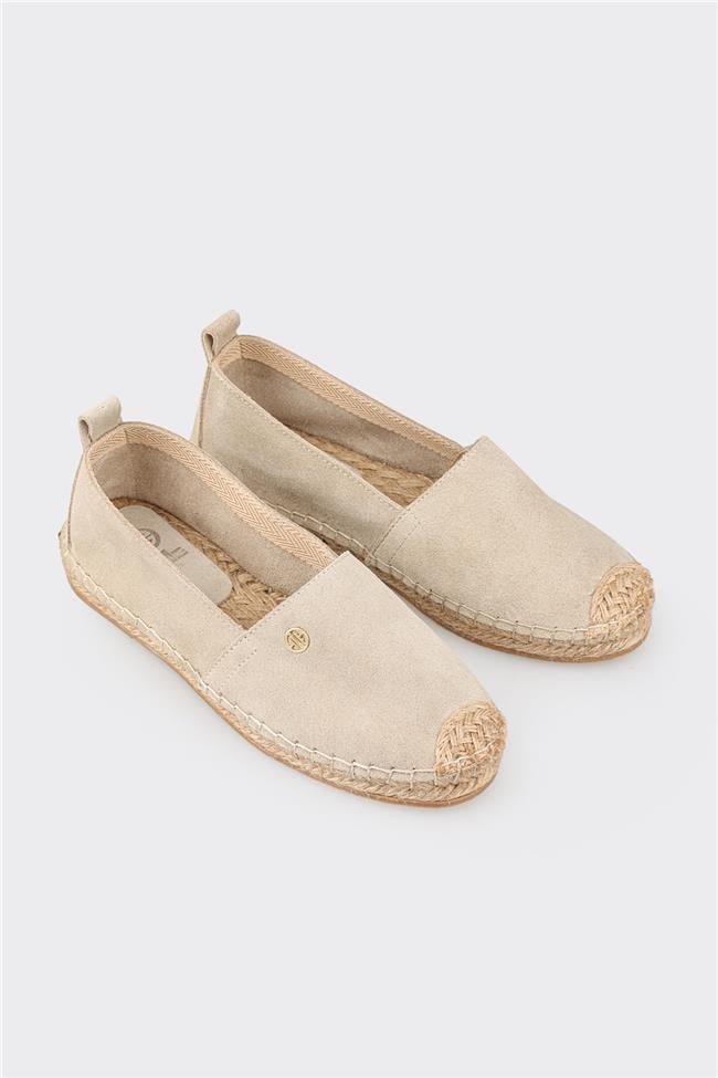Bej Deri Kadın Espadril