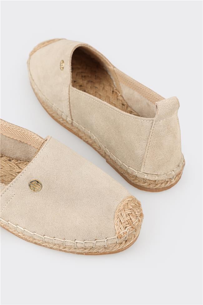 Bej Deri Kadın Espadril
