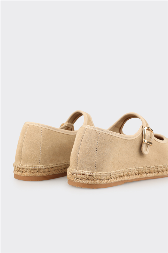 Bej Deri Kadın Espadril