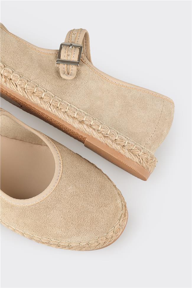 Bej Deri Kadın Espadril