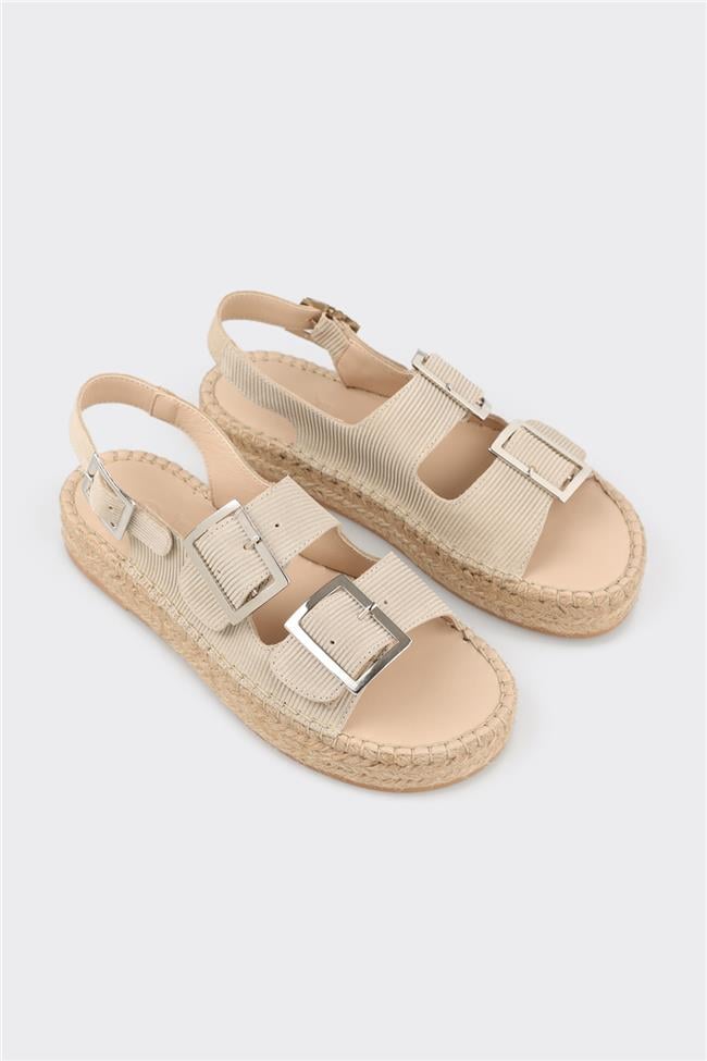 Bej Deri Kadın Espadril