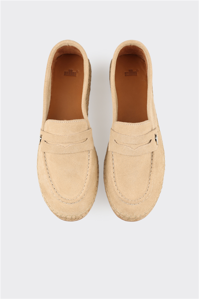 Bej Deri Kadın Espadril