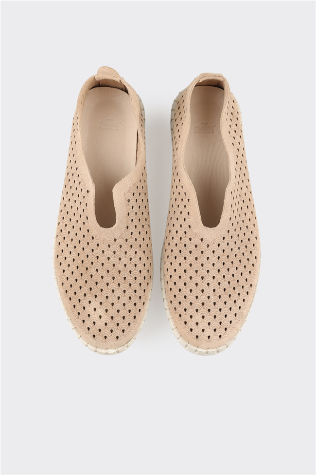 Bej Deri Kadın Günlük Ayakkabı