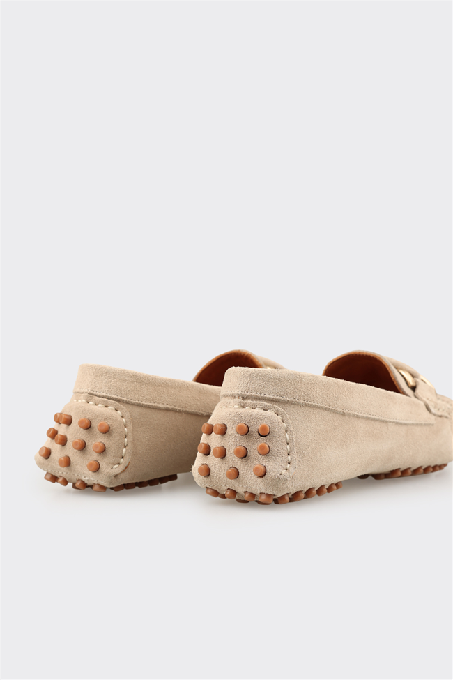 Bej Deri Kadın Günlük Ayakkabı