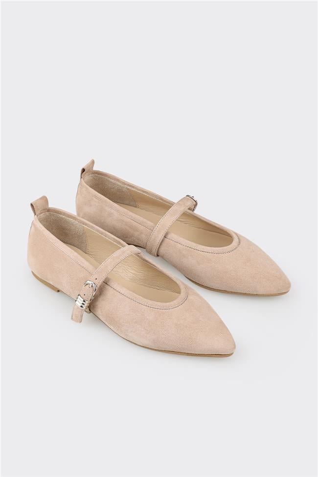 Bej Deri Kadın Günlük Ayakkabı