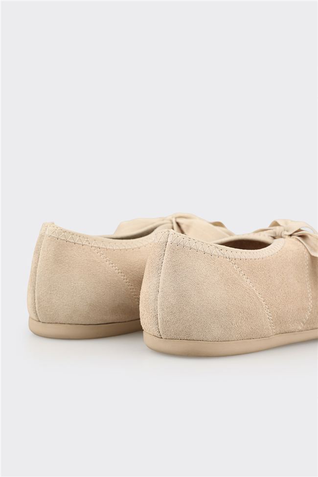 Bej Deri Kadın Günlük Ayakkabı