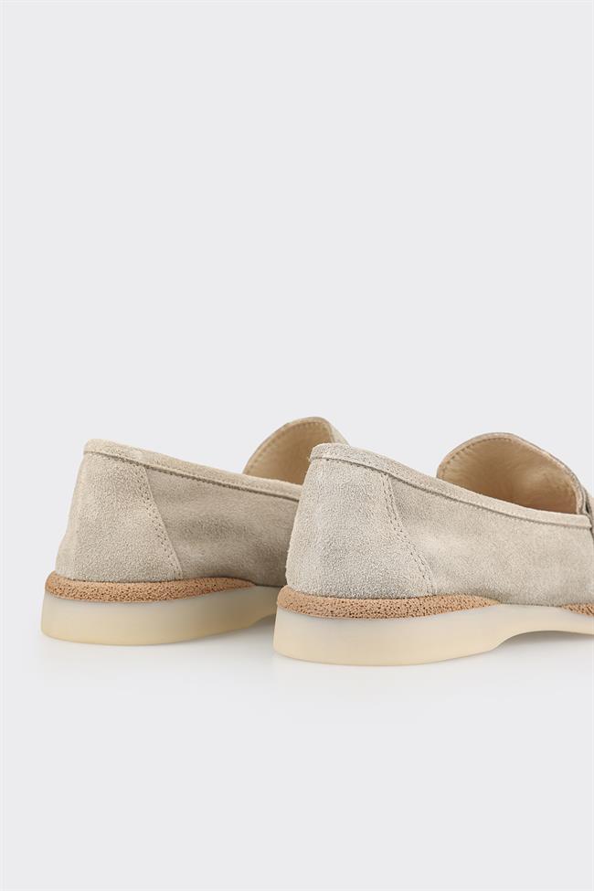 Bej Deri Kadın Günlük Ayakkabı