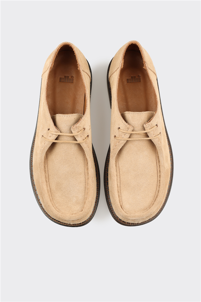 Bej Deri Kadın Günlük Ayakkabı