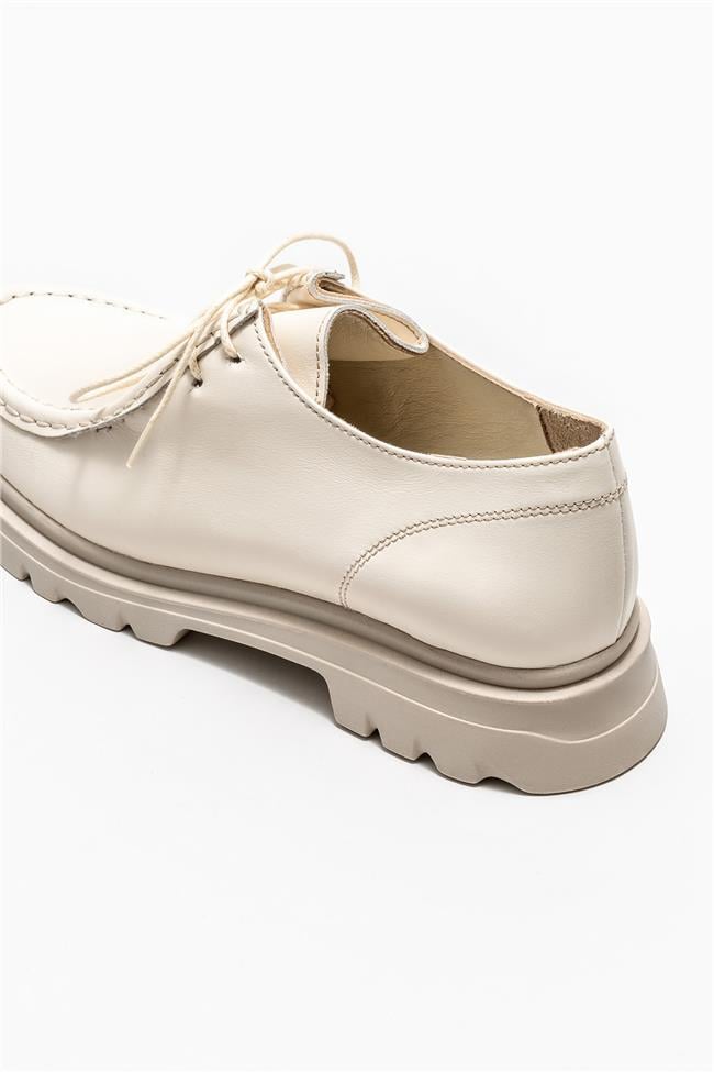 Bej Deri Kadın Günlük Ayakkabı