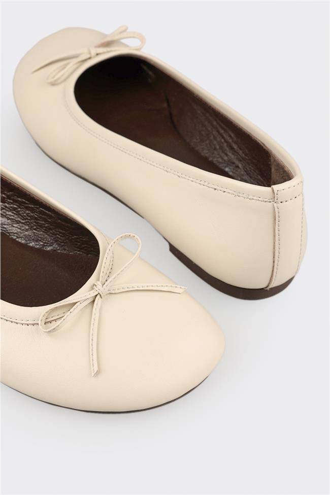 Bej Deri Kadın Günlük Ayakkabı