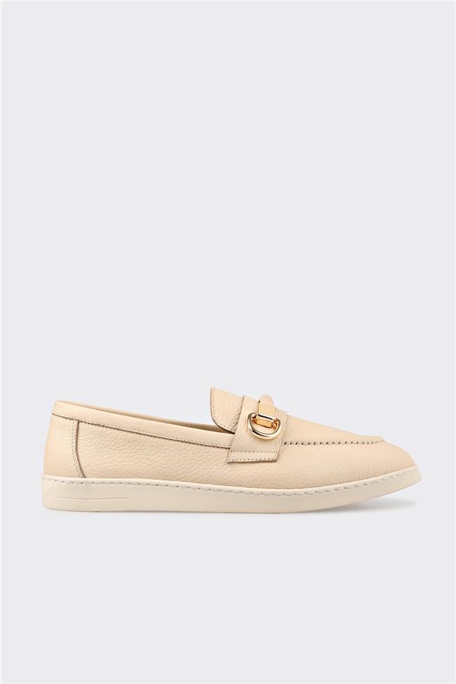 Bej Deri Kadın Günlük Ayakkabı