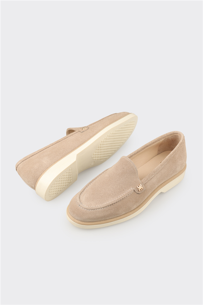 Bej Deri Kadın Günlük Ayakkabı