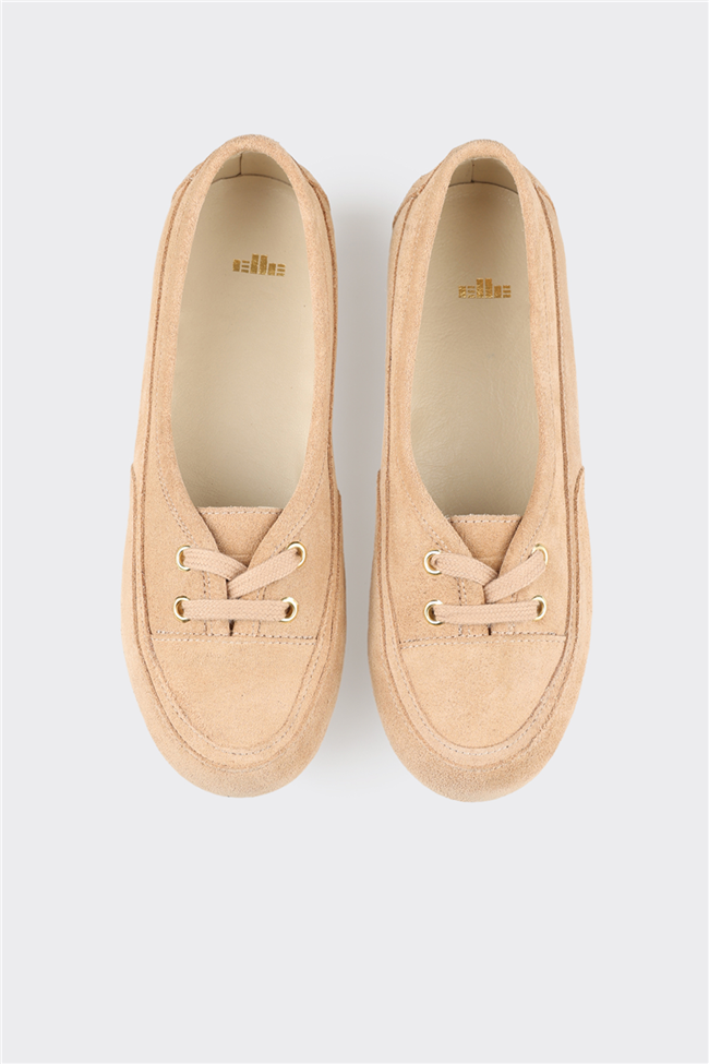 Bej Deri Kadın Günlük Ayakkabı